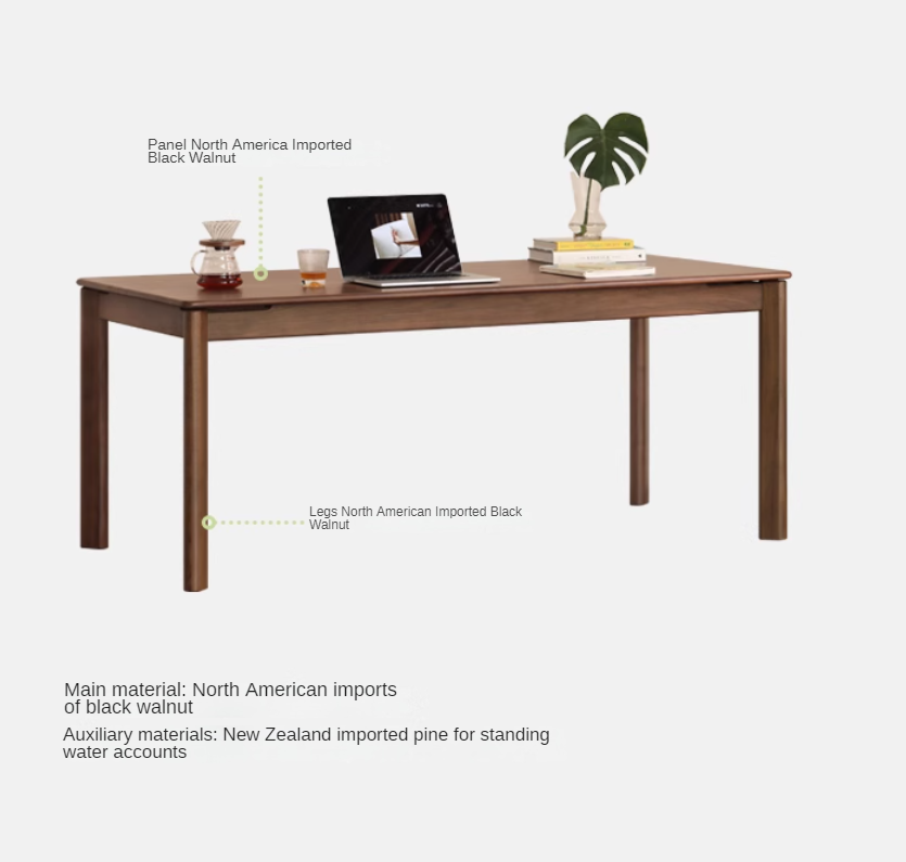 Black walnut solid wood modern rectangular table