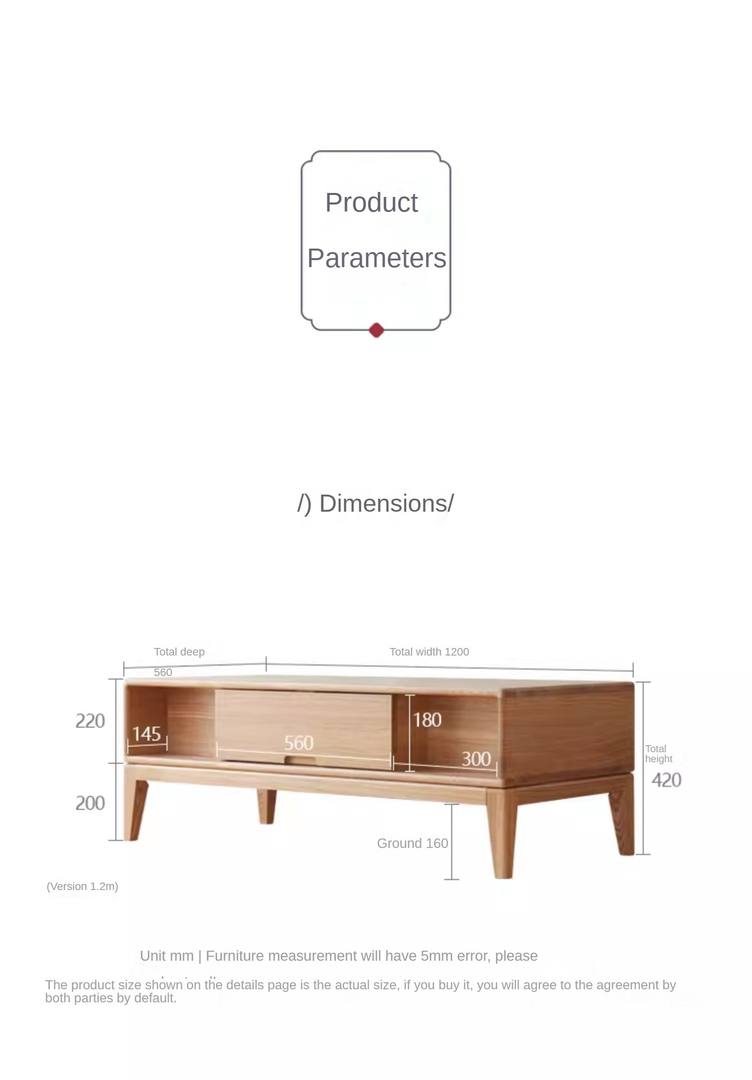 Ash solid wood new style modern Nordic coffee table