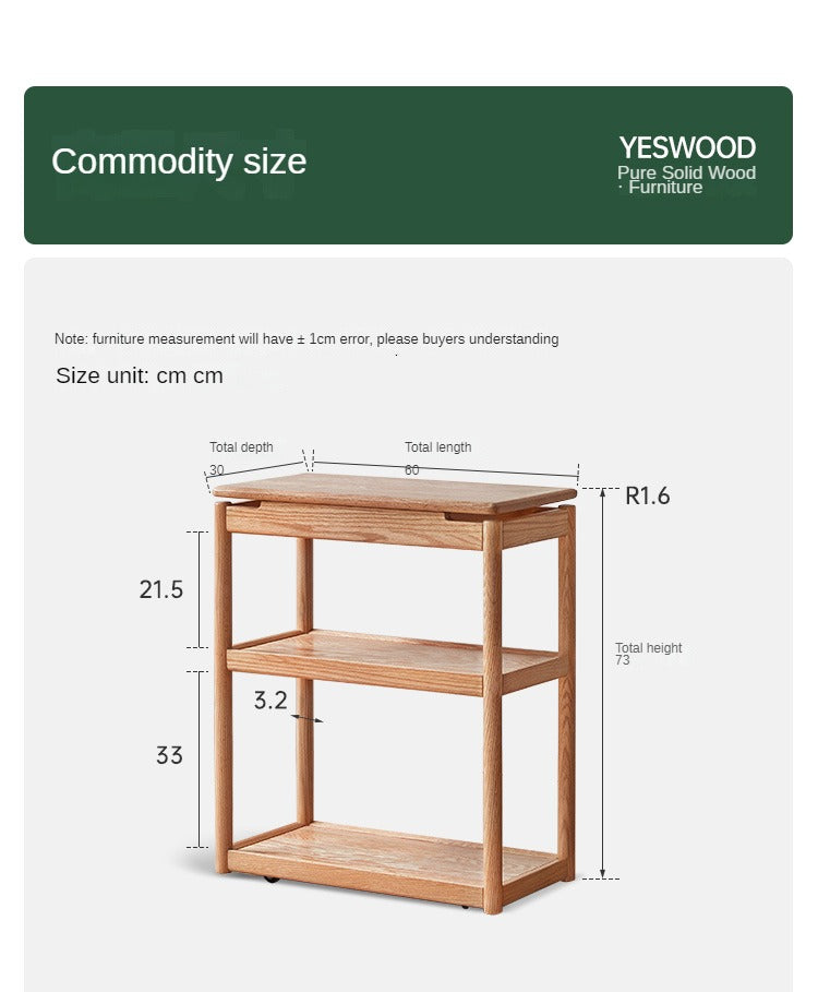 Oak solid wood mobile side table