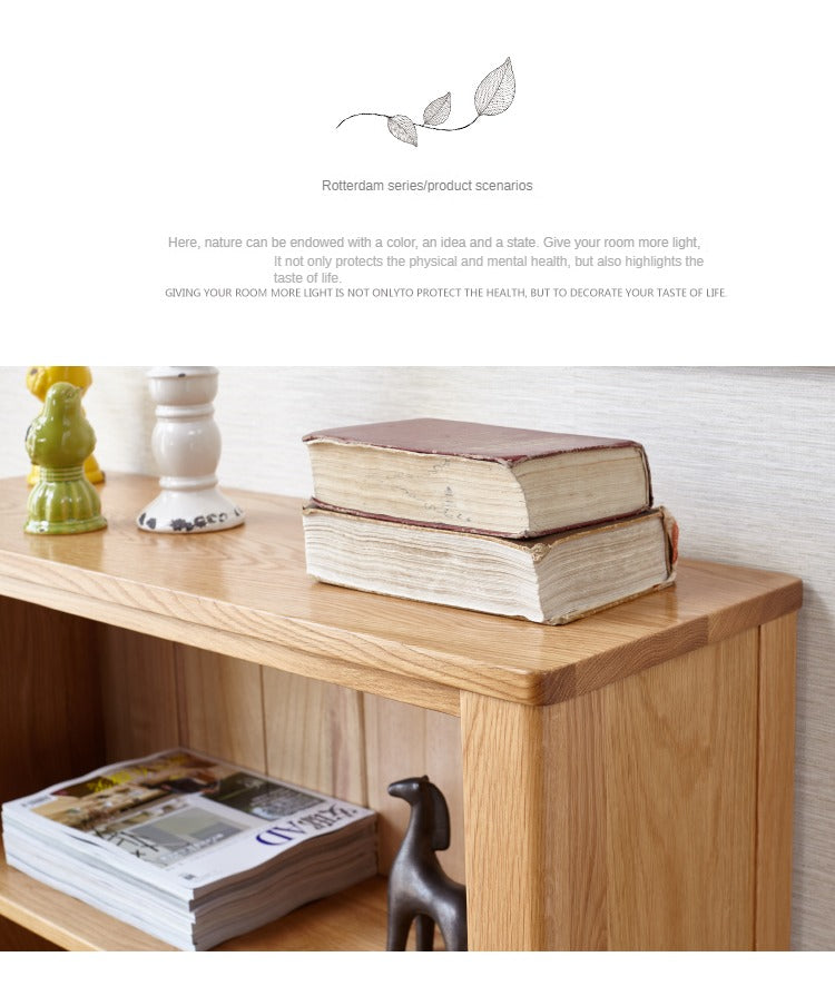 Oak solid wood Nordic simple small bookshelf