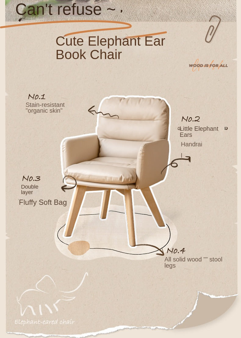 Beech Solid Wood Leather Soft Backrest Chair