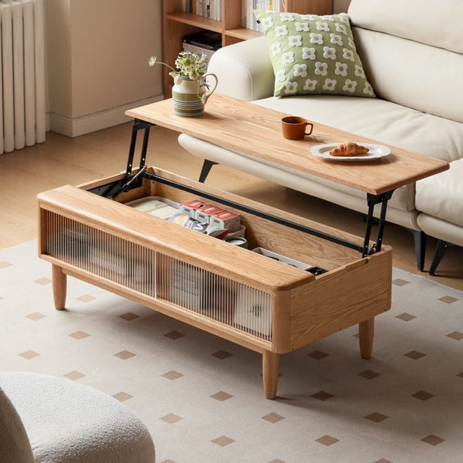Modern oak solid wood slate lifting coffee table "