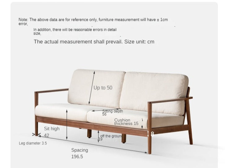 Black Walnut Solid Wood Sofa Modern "