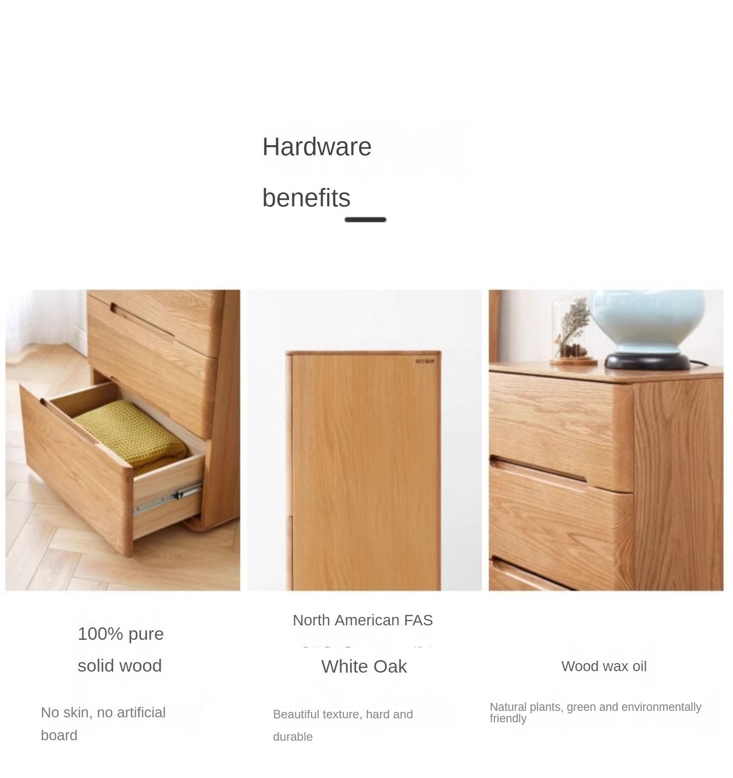 Oak Solid Wood  Nordic High Cabinet Drawers"