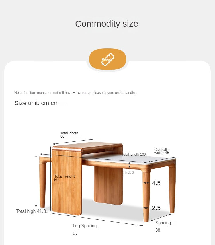 Pine solid wood modern combination rock plate coffee table