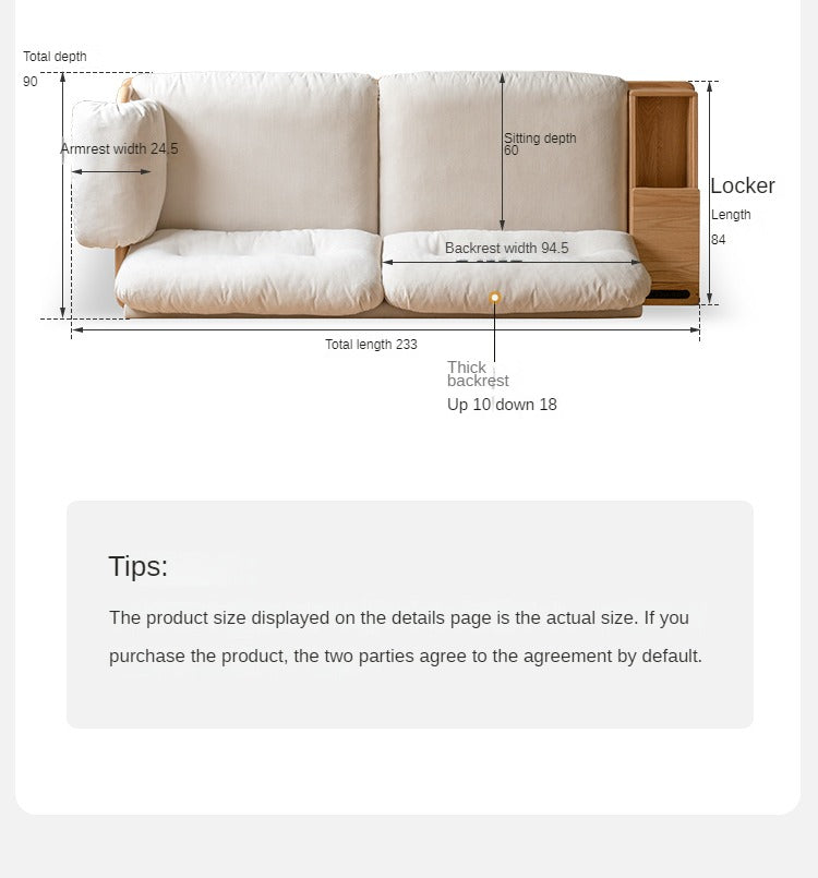 Oak Solid Wood Cloud Storage Sofa"