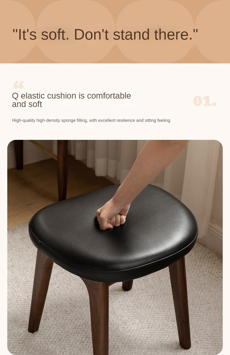 Oak Solid Wood Soft Makeup Stool