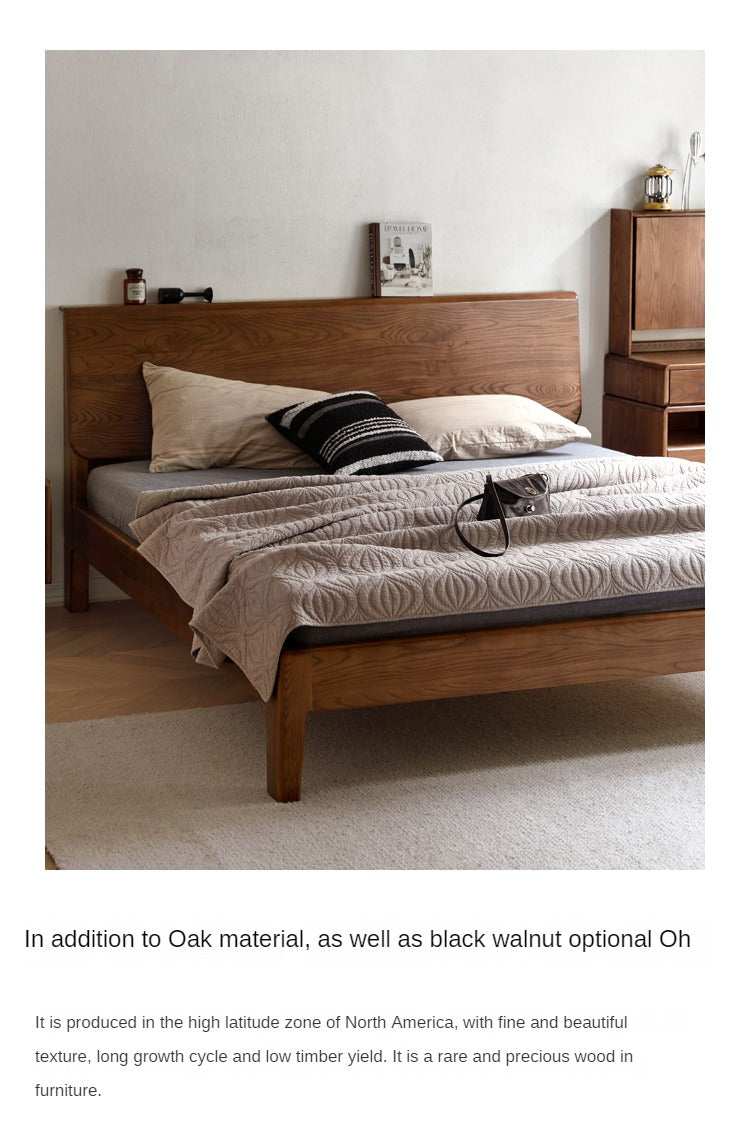 Ash, Oak solid wood bed Nordic modern simple bed