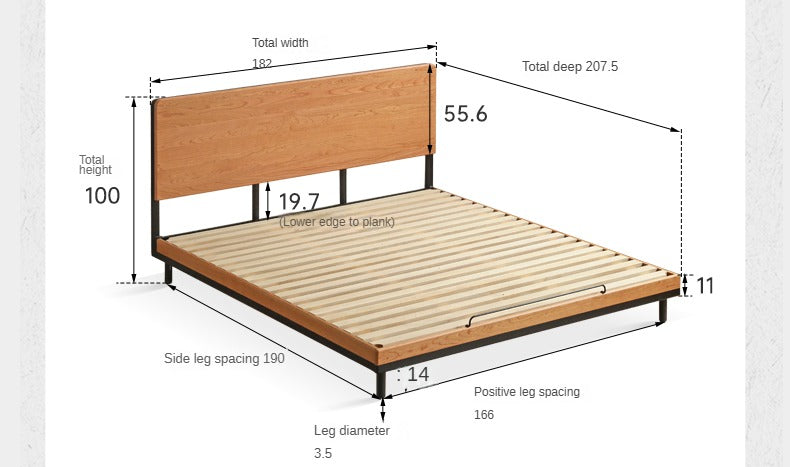 Cherry Solid Wood Bed Medieval Style