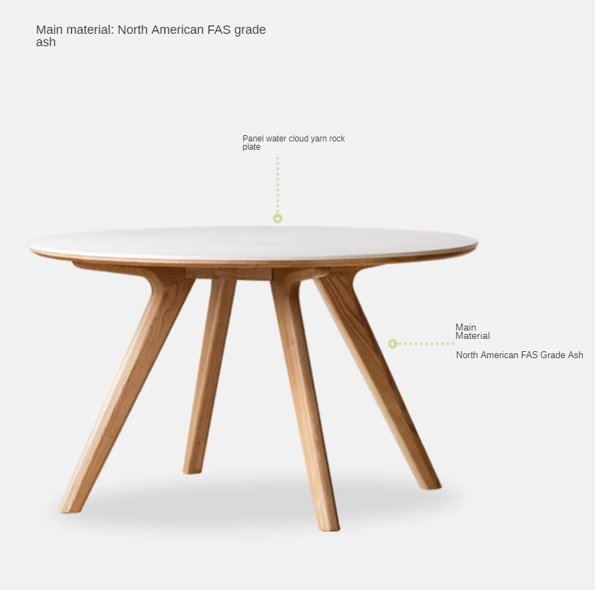 Ash Solid Wood Modern Rock Round Table