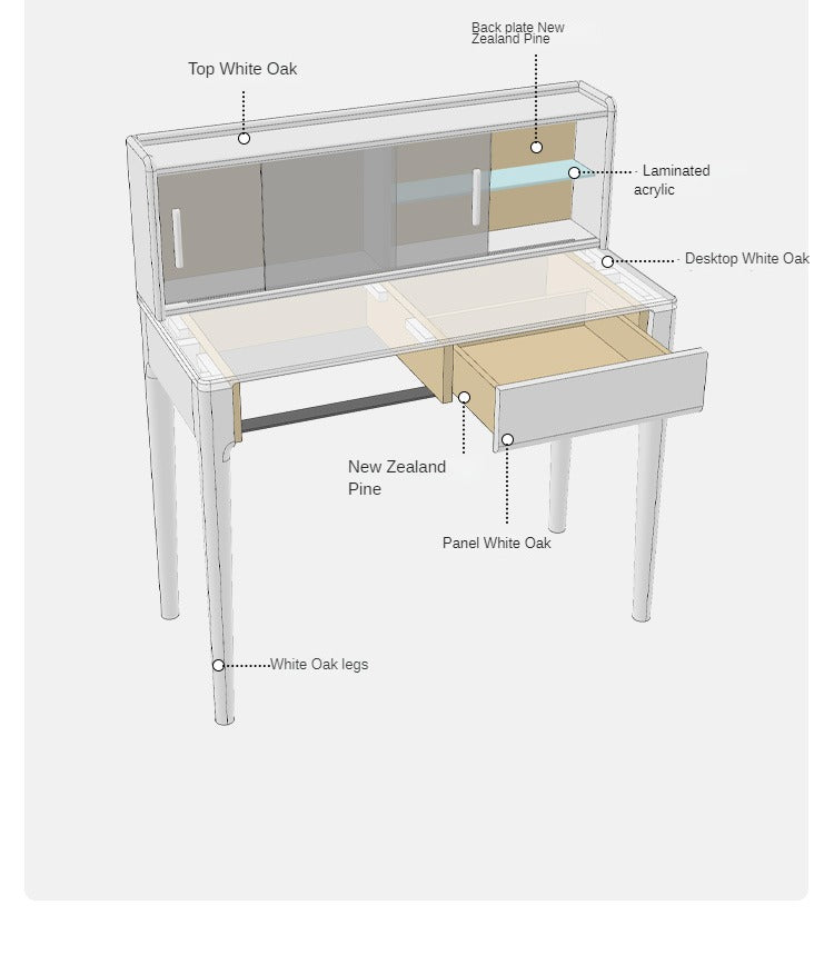 Oak Solid Wood Dressing Table,Storage Shelf "
