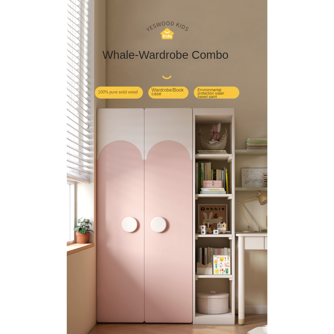 Rubber Solid Wood Children's Wardrobe