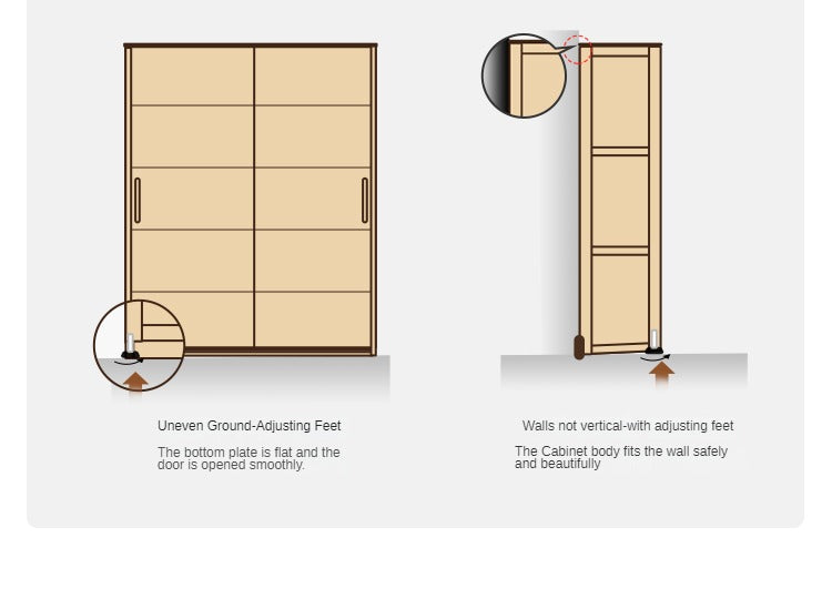 Oak Solid Wood Sliding Door Wardrobe