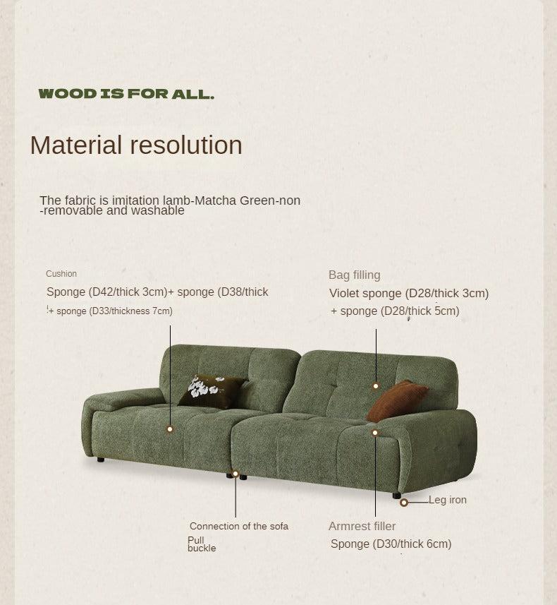 Fabric sofa retro high back four-person straight sofa