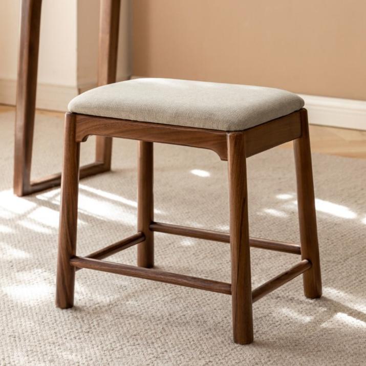 Black Walnut, Oak Solid Wood Retro Soft Makeup Stool