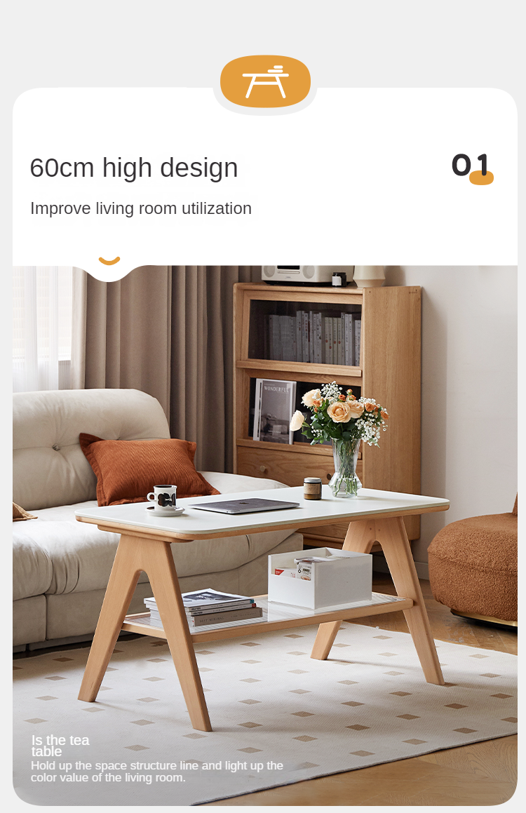 European beech solid wood modern coffee table