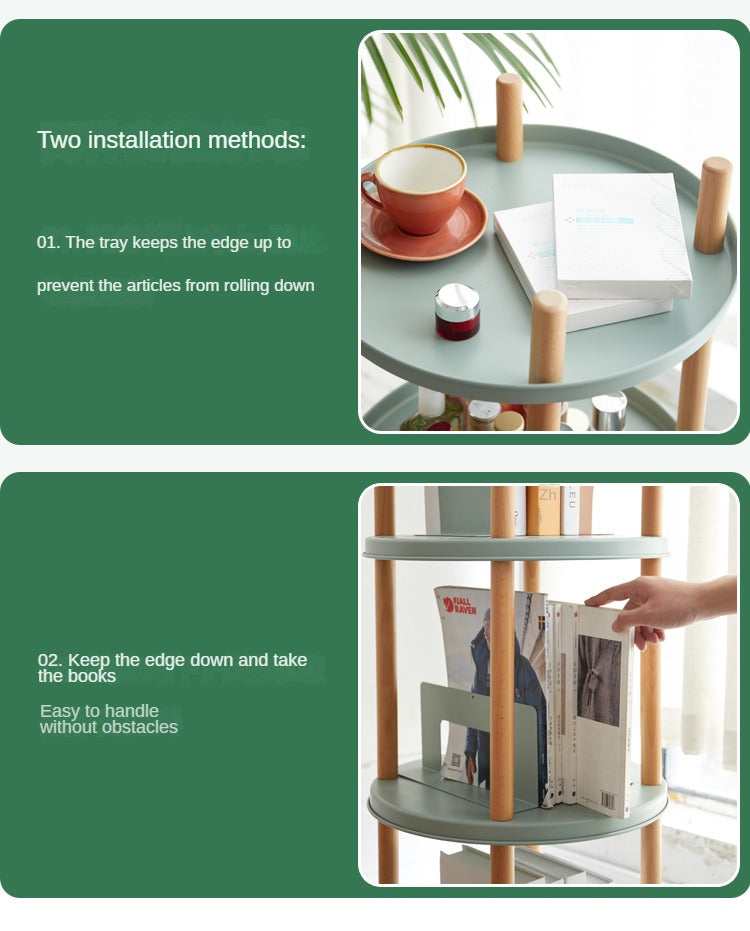 Beech Solid Wood  Rotatable side table_