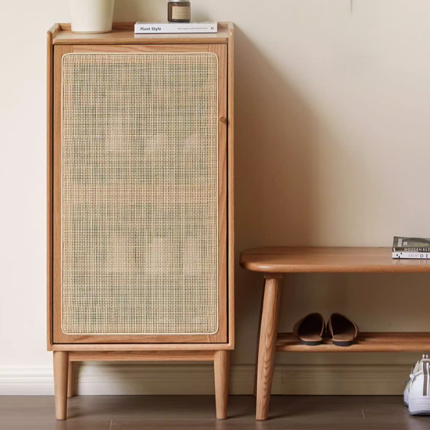 Black Walnut, Oak Solid Wood Narrow Style With Doorshoe Cabinet