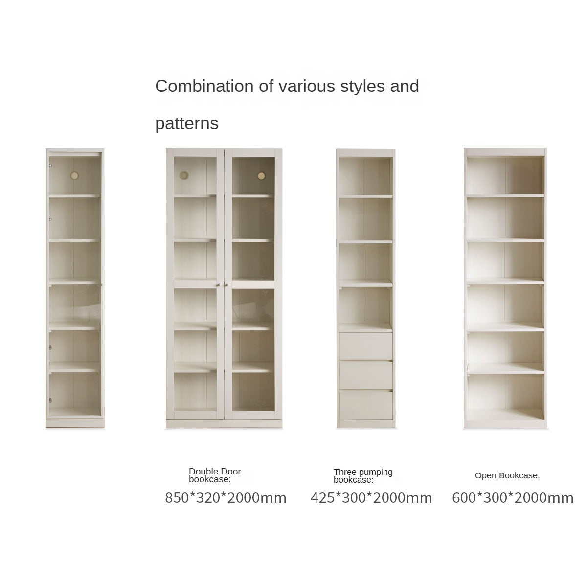 Poplar Solid Wood Bookcase Cream Style