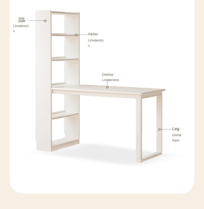 Poplar Solid Wood Office Desk Bookshelf Integrated-