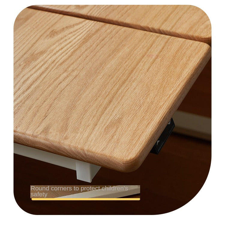 Oak solid wood children's electric lifting tilts study desk"
