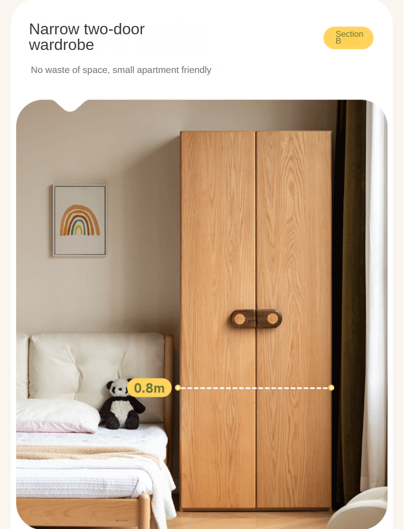 Oak Solid Wood Children's Wardrobe