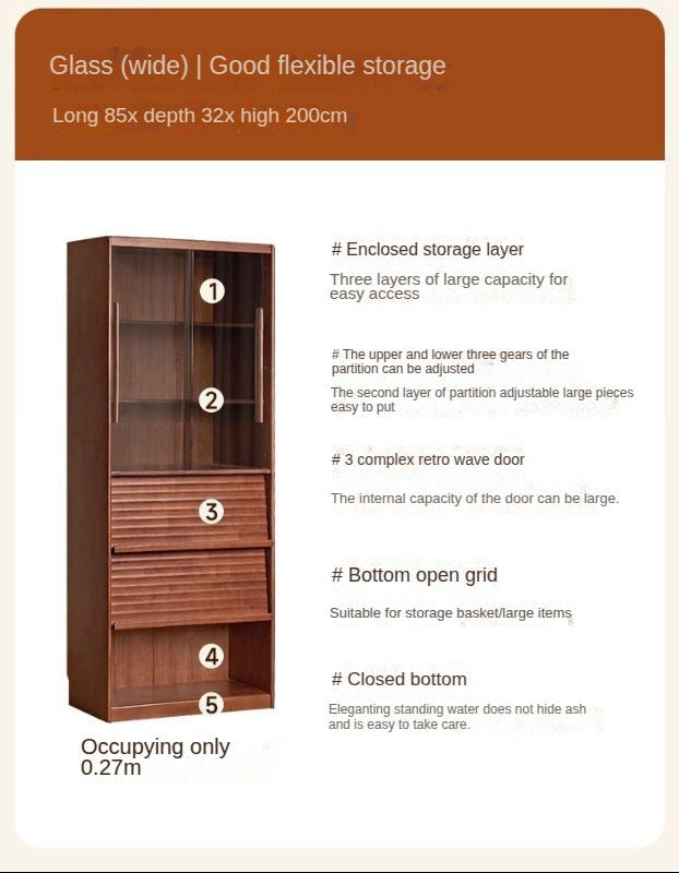 Solid Rubbewood Bookcase Household Storage.