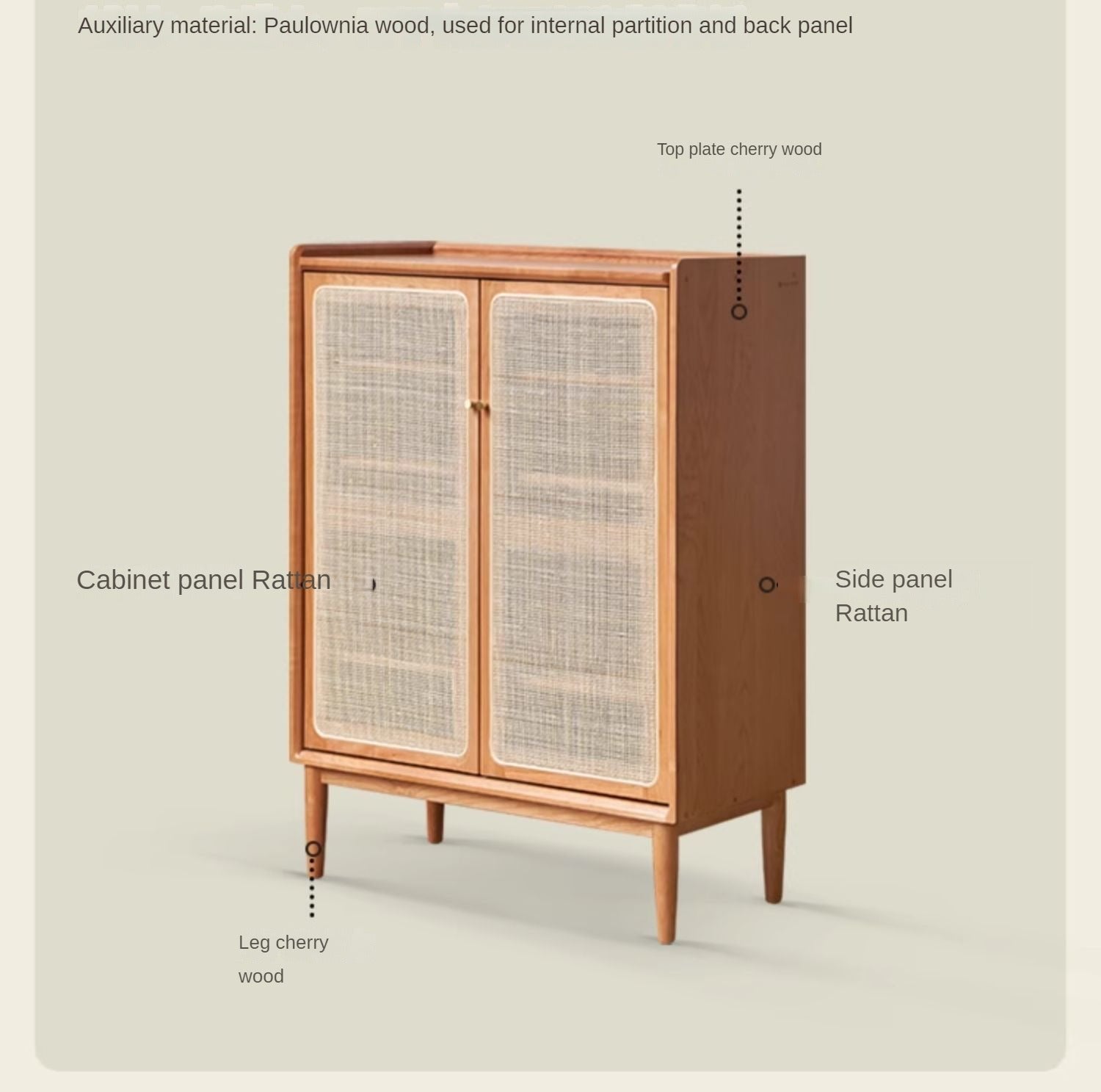 Cherry solid wood rattan door storage shoe cabinet