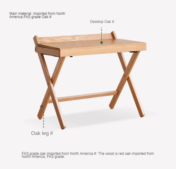 Oak solid wood modern folding table