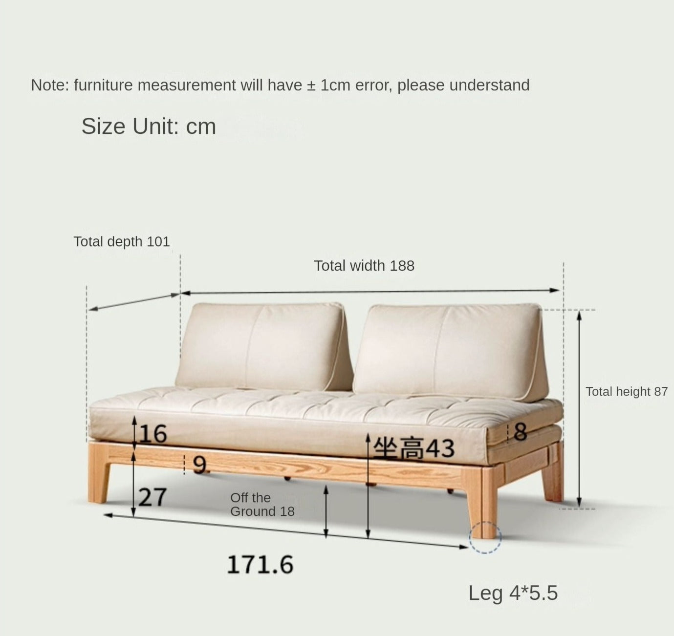 Sleeper sofa Oak solid wood technology fabric+