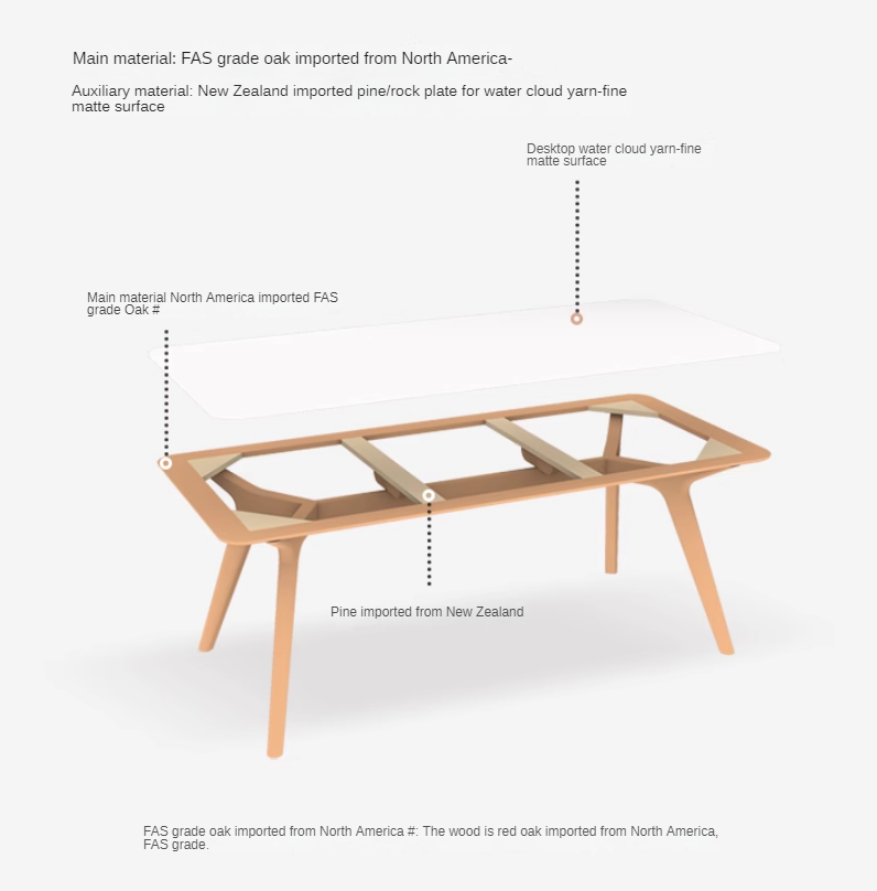 Oak Solid Wood Rock Simple Modern Dining Table