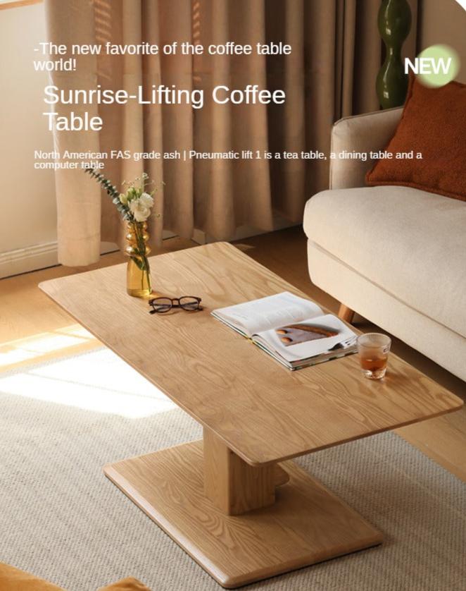 Ash, Oak solid wood lifting modern coffee table,