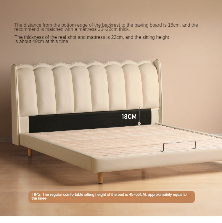 Organic leather Art Bed Cream Style Modern_)