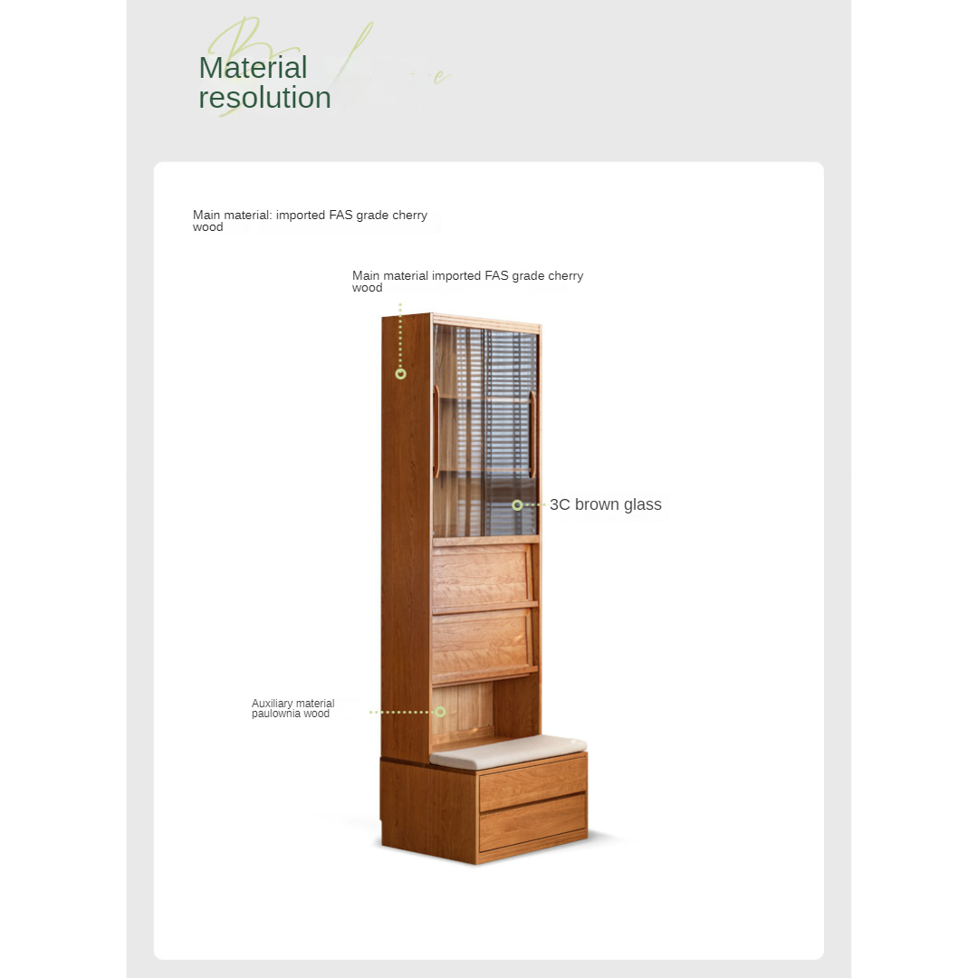 Cherry Solid Wood Bookcase Combination Glass Cabinet