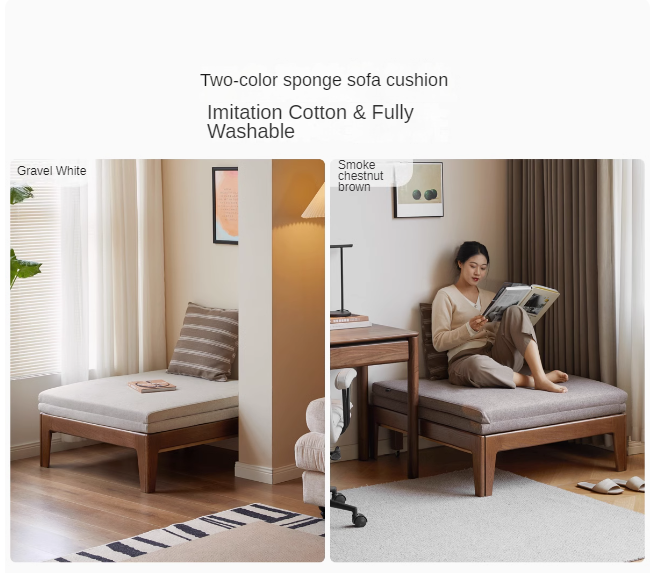 Oak solid wood folding single retractable sofa bed