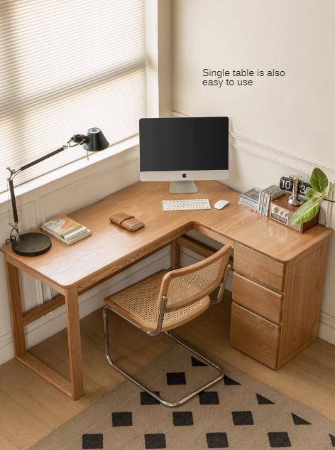 Oak solid wood computer desk with drawer