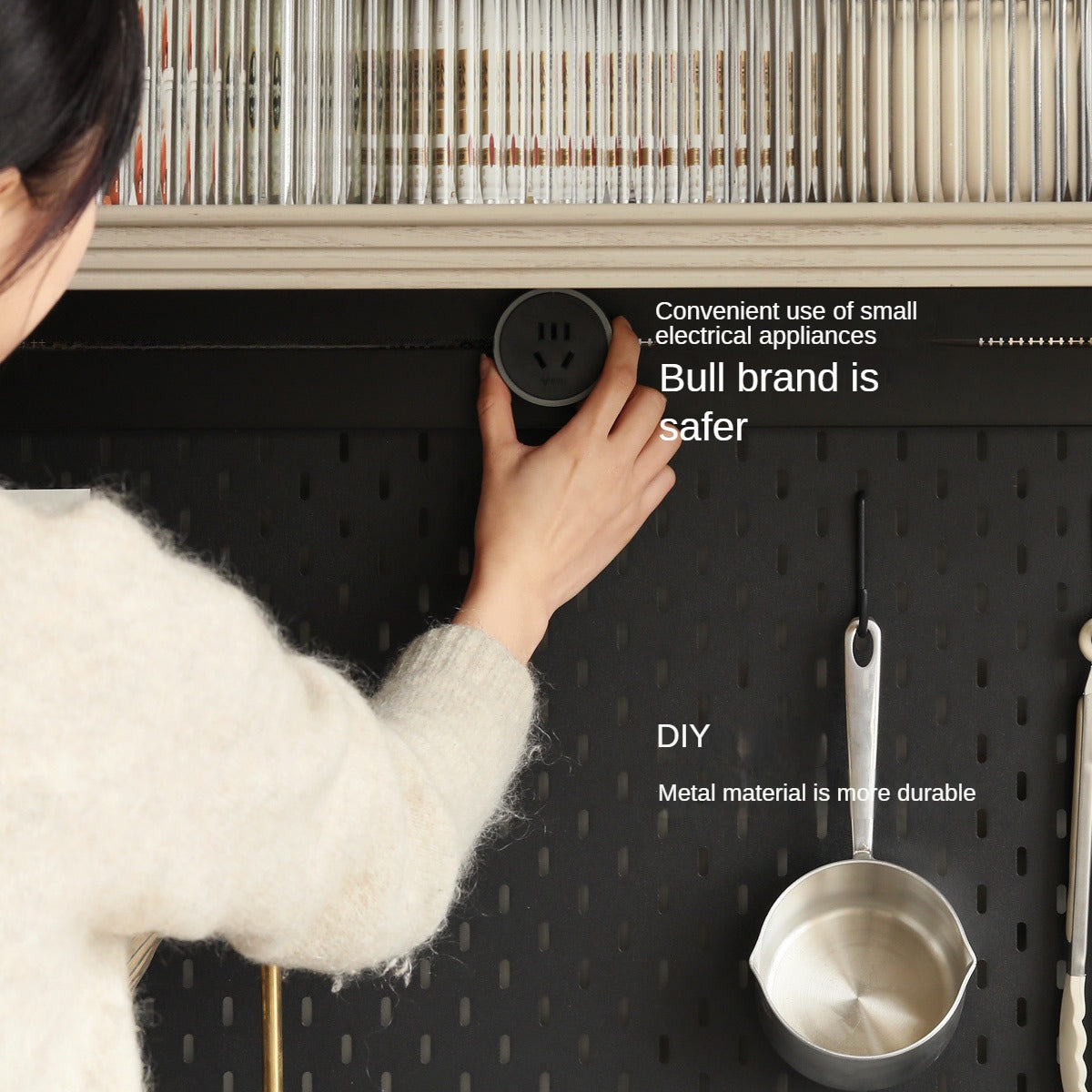 Oak solid wood slate sideboard kitchen multi-functional light luxury wind tunnel hole board "