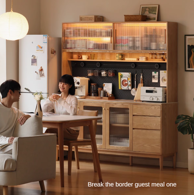 Ash Solid Wood Rock Board Dining Sideboard