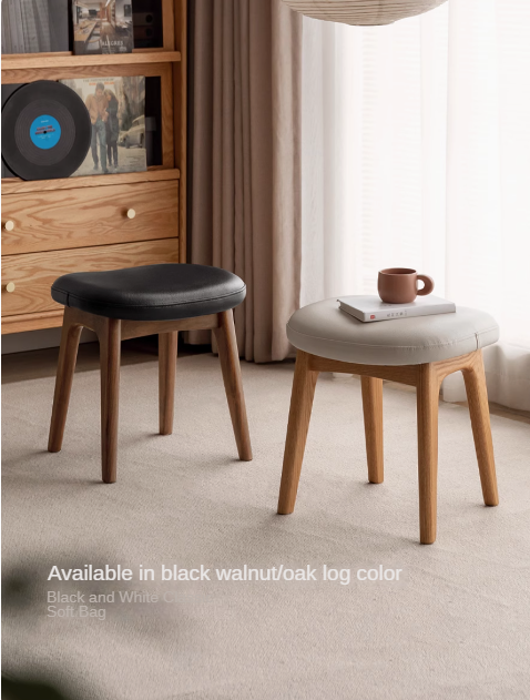 Oak, Cherry Solid Wood Makeup Soft Stool