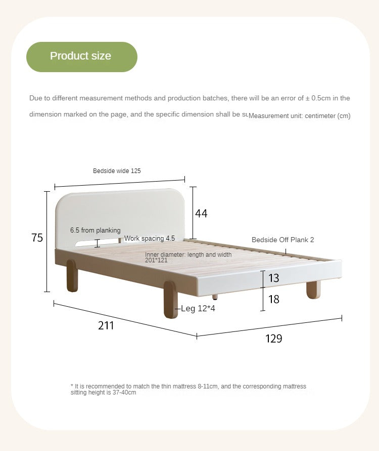 Poplar Solid Wood White Cream Style Children's Single Bed
