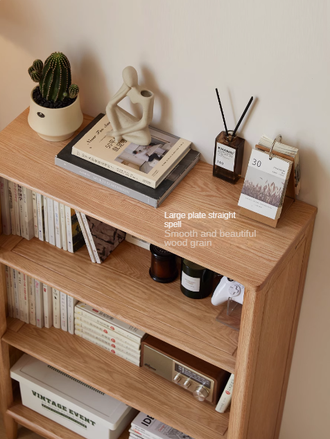 Oak solid wood modern open grid bookcase