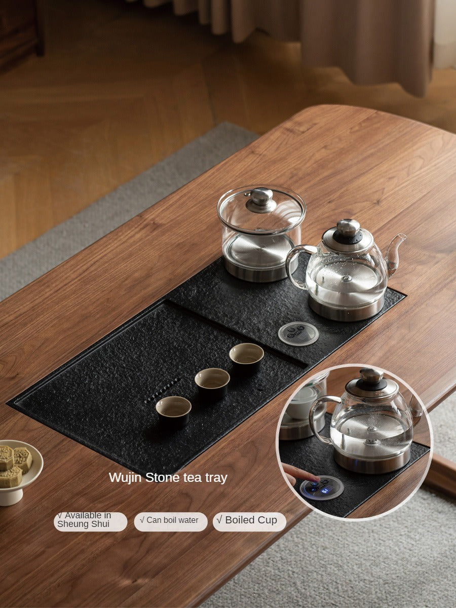 Black walnut solid wood tea table tea tray integrated,