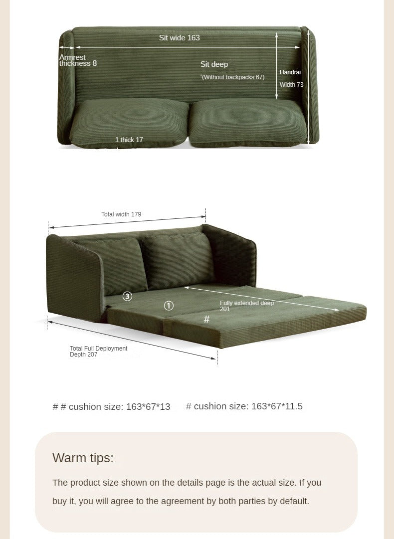 Fabric Convertible Tatami Sofa Bed with Floor-Level Lounge Design