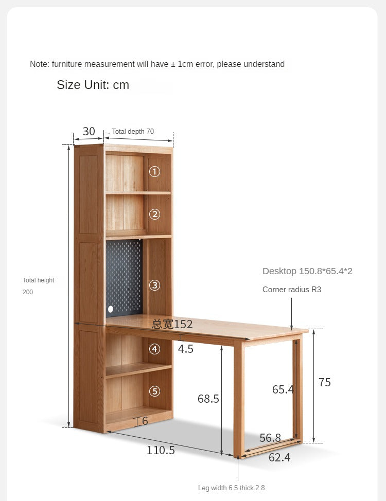 Oak Solid Wood Integrated desk cabinet "