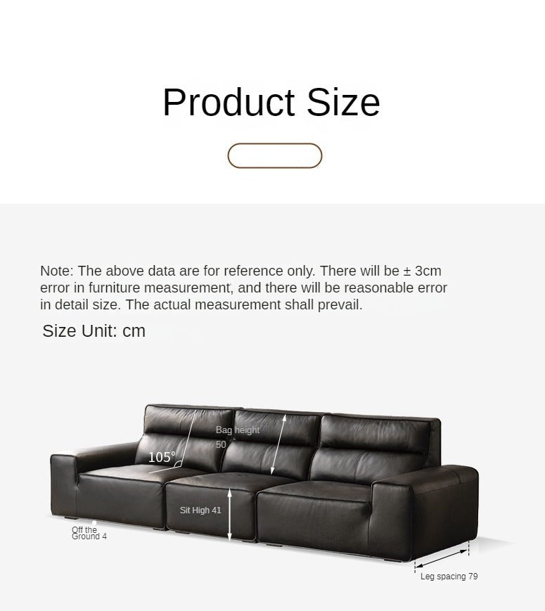 American cattle leather sofa black