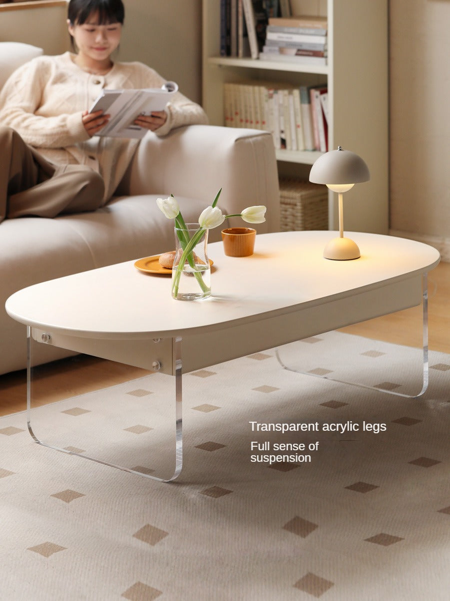 Poplar solid wood cream style acrylic low coffee table-