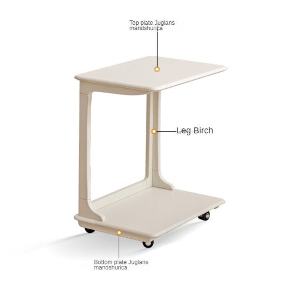 Birch solid wood Mobile side table -