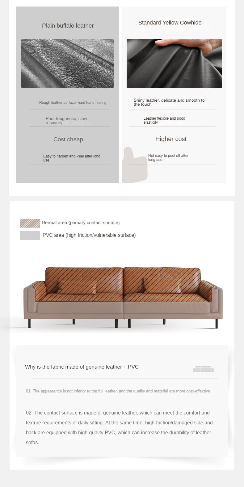 Leather Italian minimalist sofa