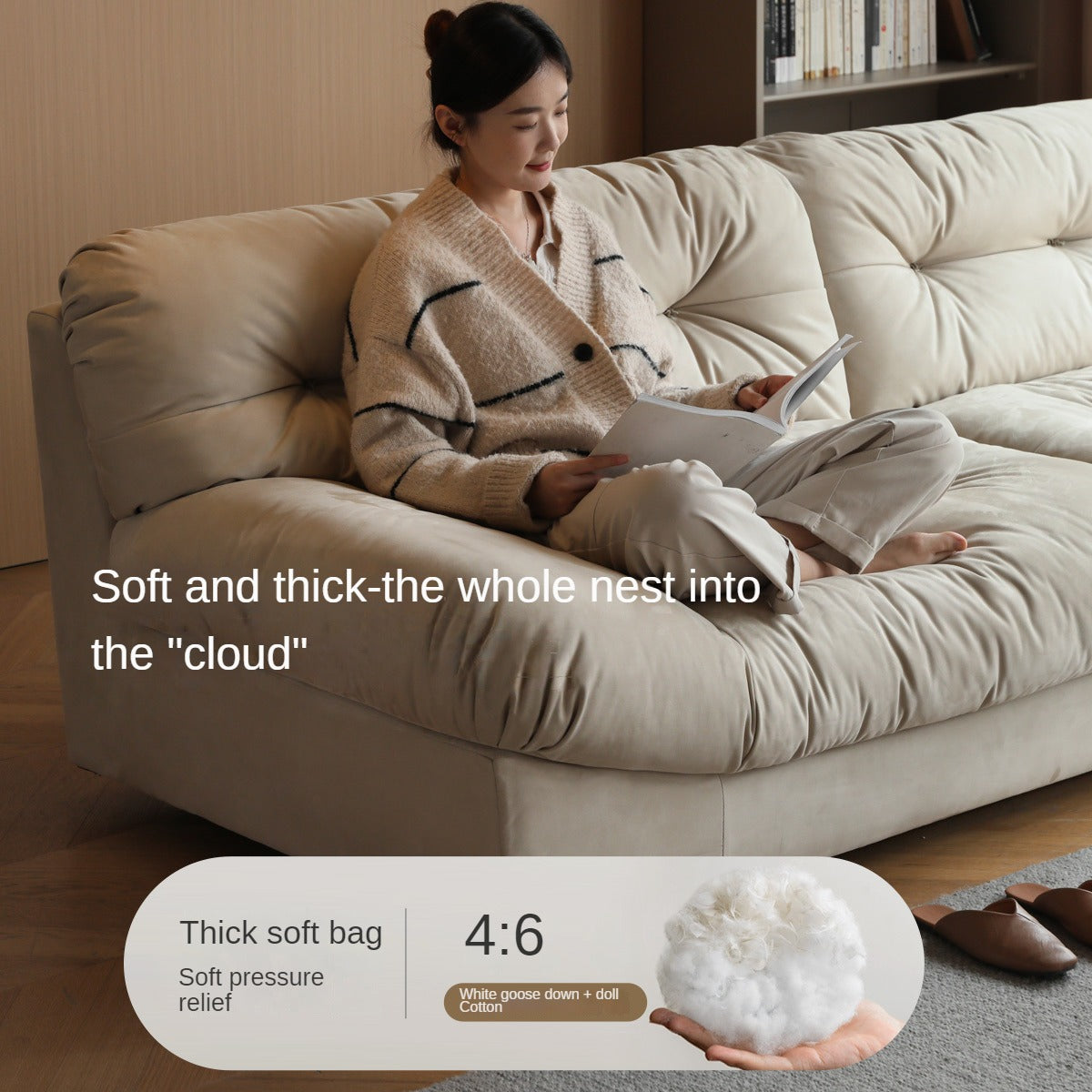 Fabric straight cloud sofa