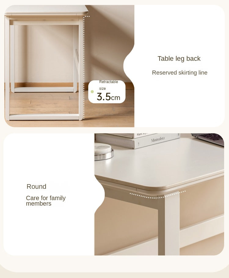 Birch solid wood slate desk white cream style "